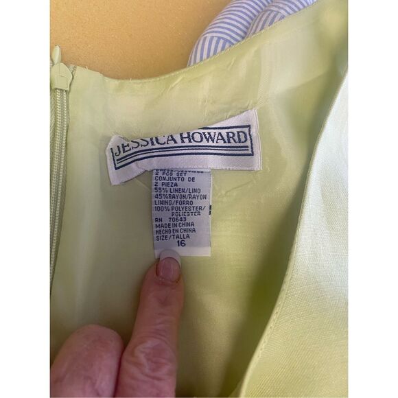 Jessica Howard 2-Piece Linen Blend Dress/Jacket Lt. Green Sz. 12 Vtg - Picture 10 of 11